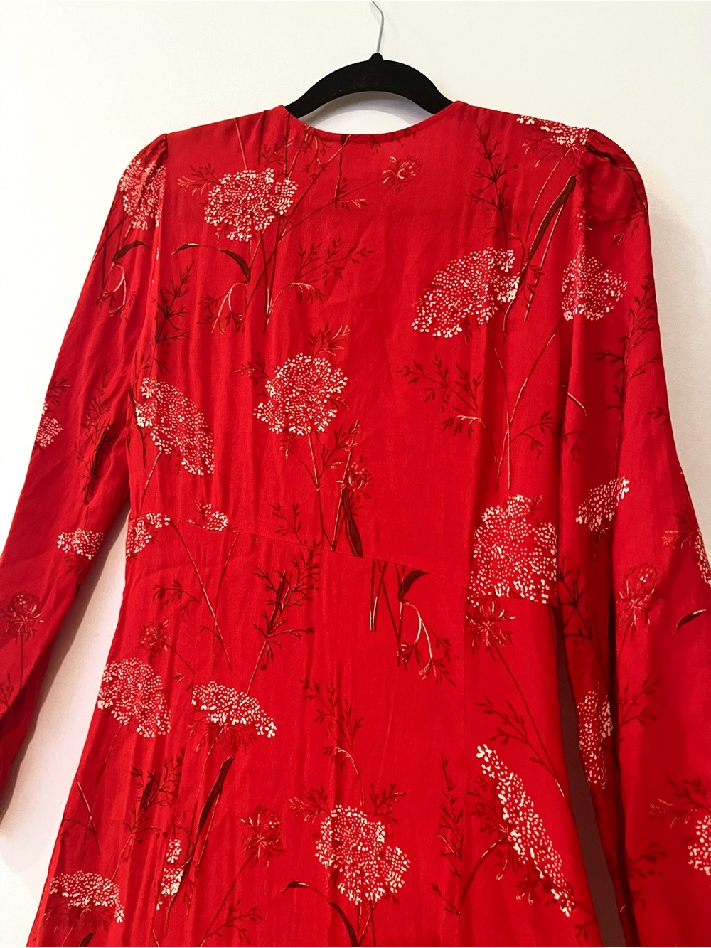 Aritzia Wilfred Red White Floral Gallery Button Front Midi Summer Dress sz Small - Picture 8 of 10